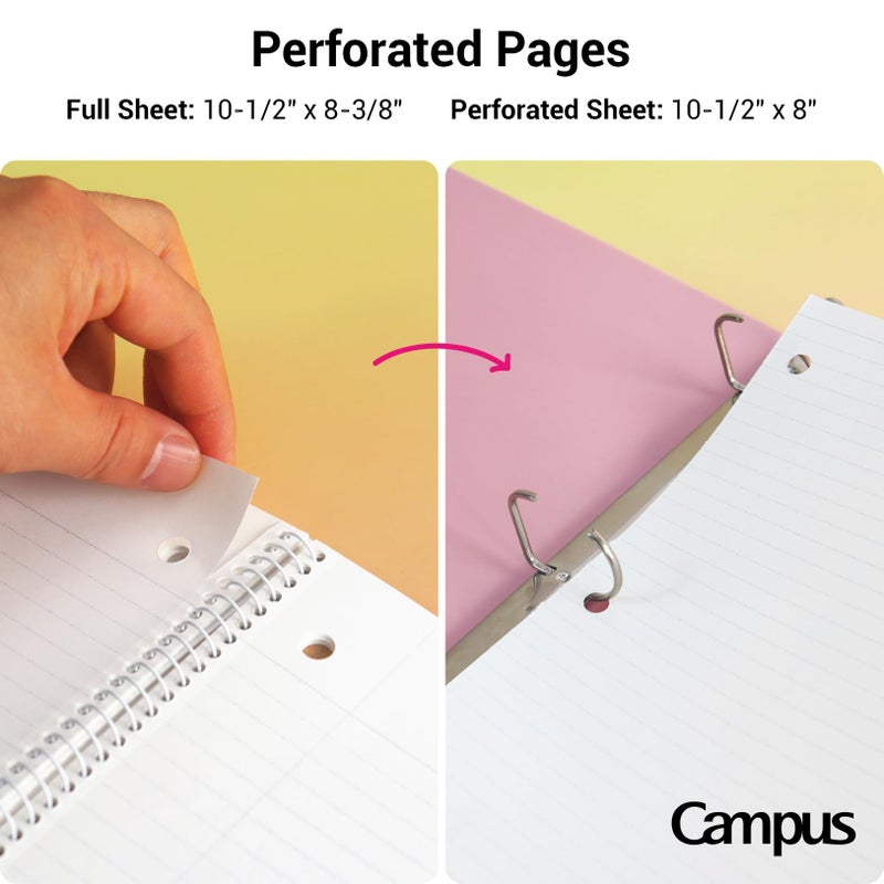 KOKUYO Spiral Notebook, 3 Pack Campus 10-1/2"" x 8"" Subject Notebooks with College Ruled, 80 Sheets, 3 Holes School Spiral Journal for Work Study Note Taking (Yellow, Orange, Purple) - Image 4